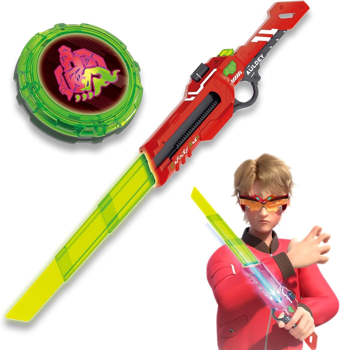 Blazing War Bear Telescopic Sword Launcher metal battle top with its launcher