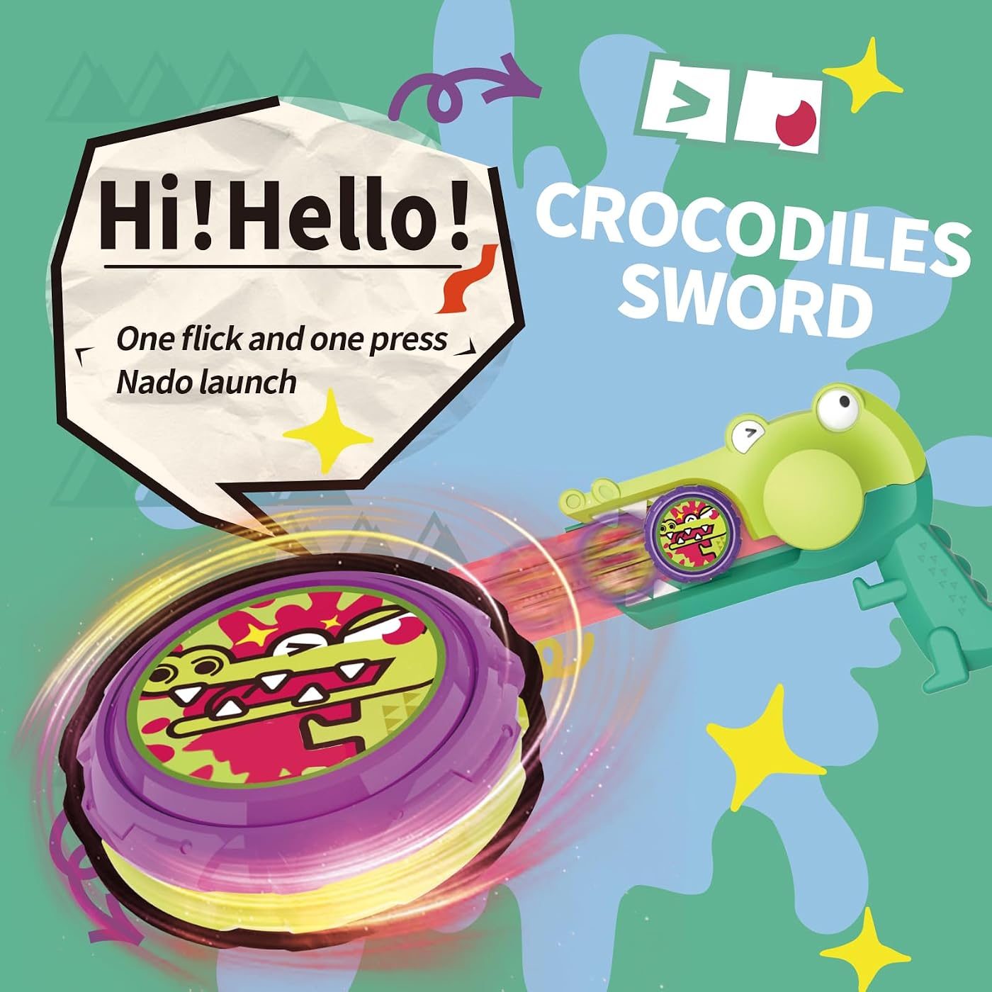 Crocodile Launcher Spinning Top Nado on the launch rack