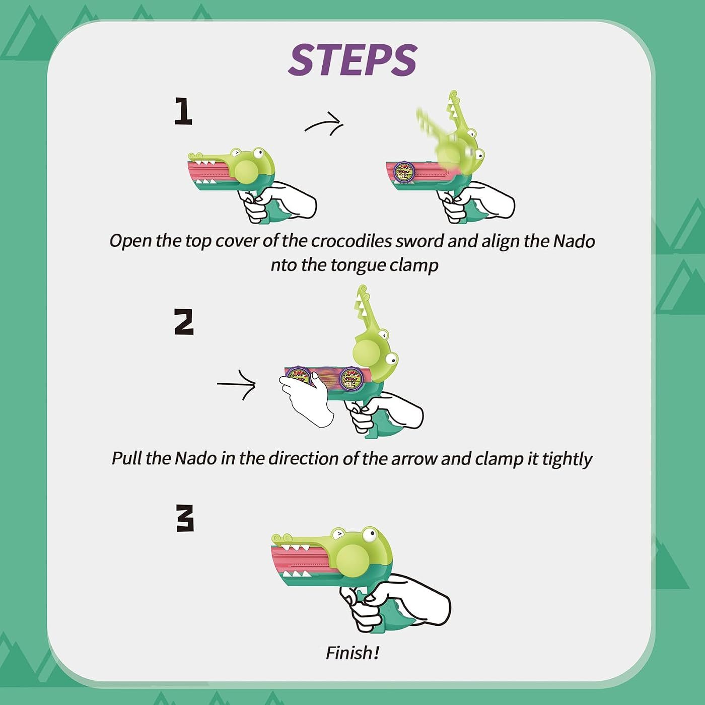 Crocodile Launcher Spinning Top set in play on the battle floor