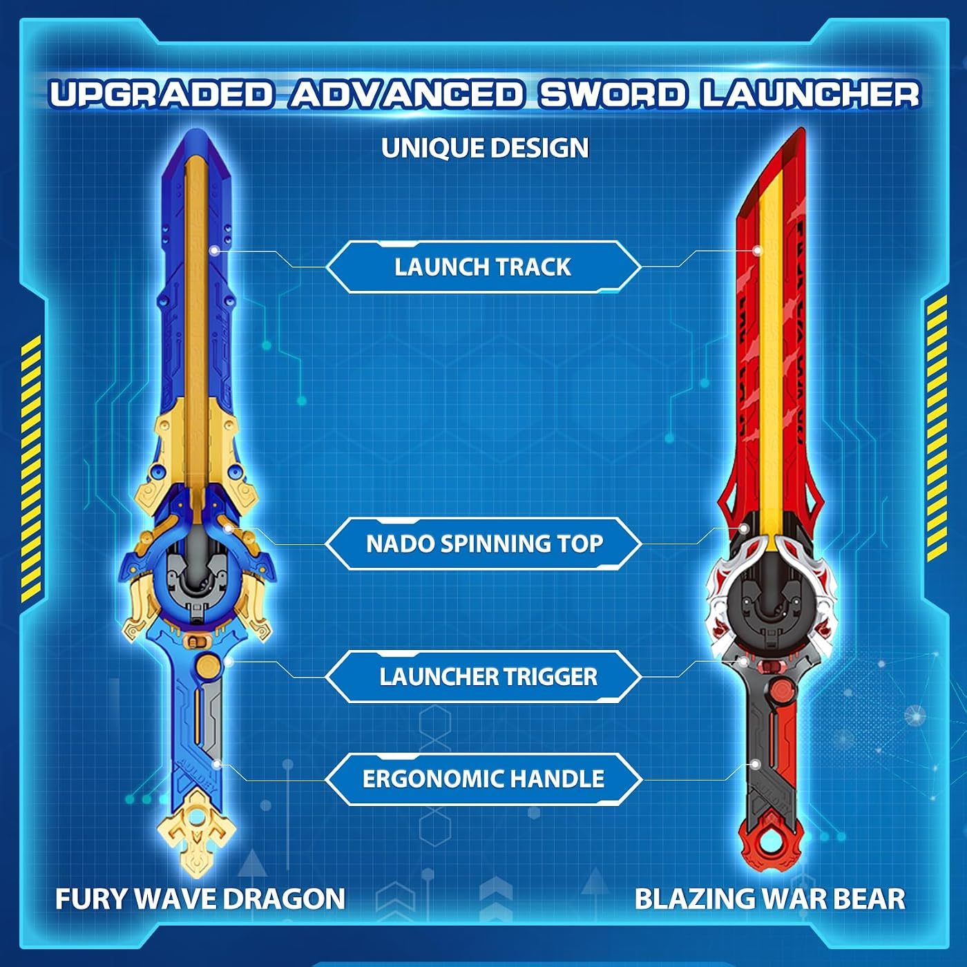 Detachable Glow Arena with Two Launchers spinning top set, boxed contents