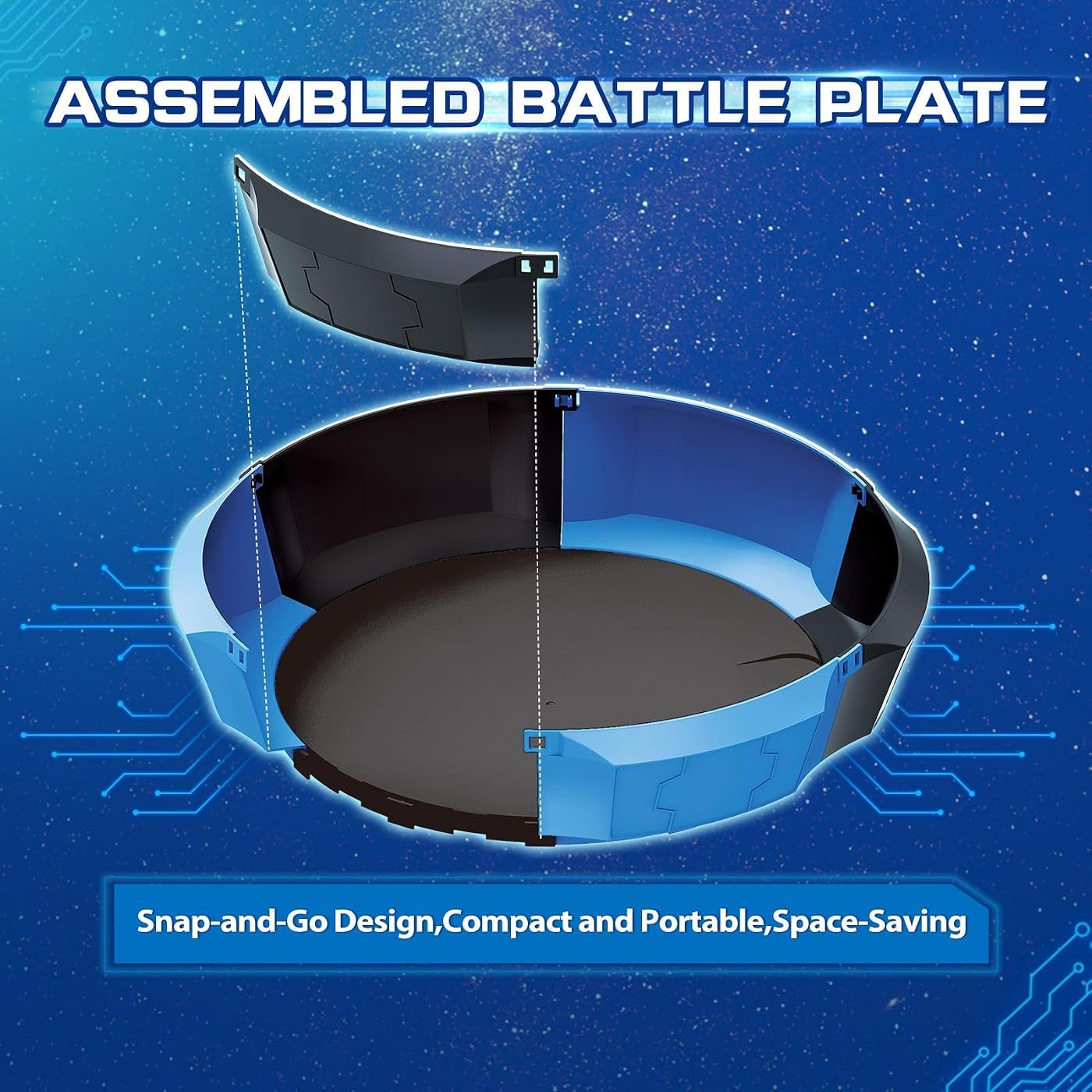 Detachable Stadium Set with Three Tops spinning top set, boxed contents