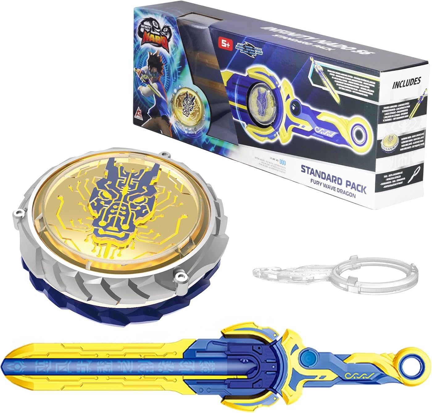 Fury Wave Dragon Sword Launcher Top metal battle top with its launcher