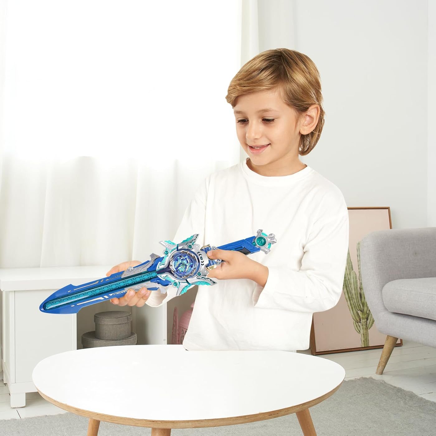 Gale Wings Deluxe LED Sword Launcher Set spinning top set, boxed contents