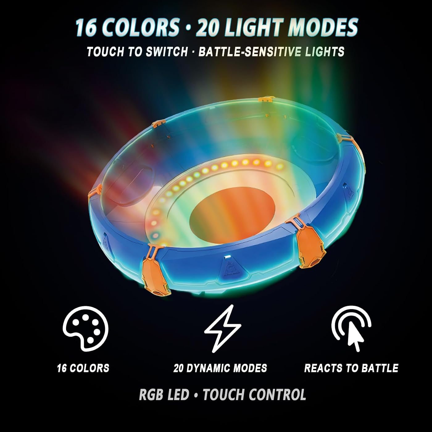 Glow Battle Arena, 16.9 Inch spinning top set, boxed contents