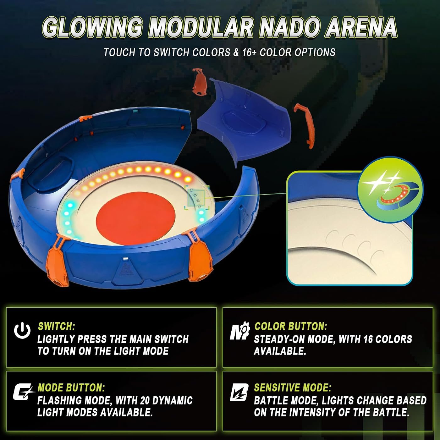 Glow Battle Arena, 16.9 Inch set in play on the battle floor