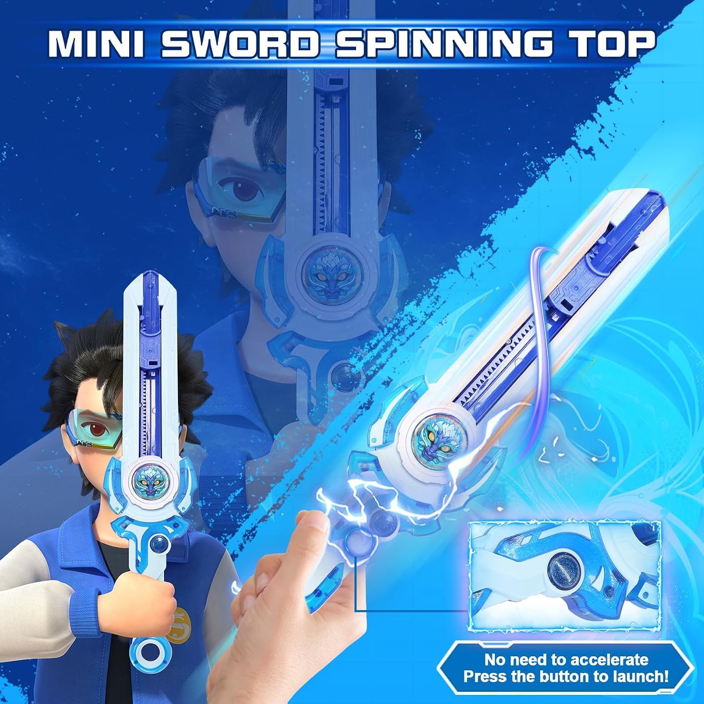 Mini Sword Launcher Set spinning top set, boxed contents