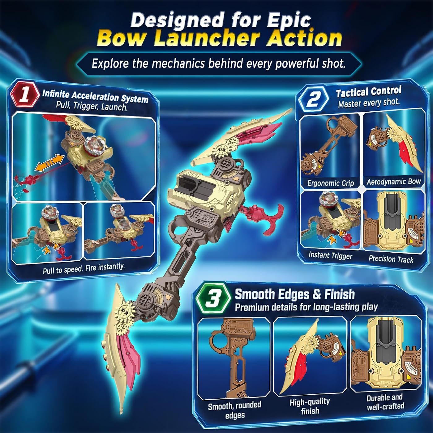 S7 Bow Launcher Defense Set spinning top set, boxed contents