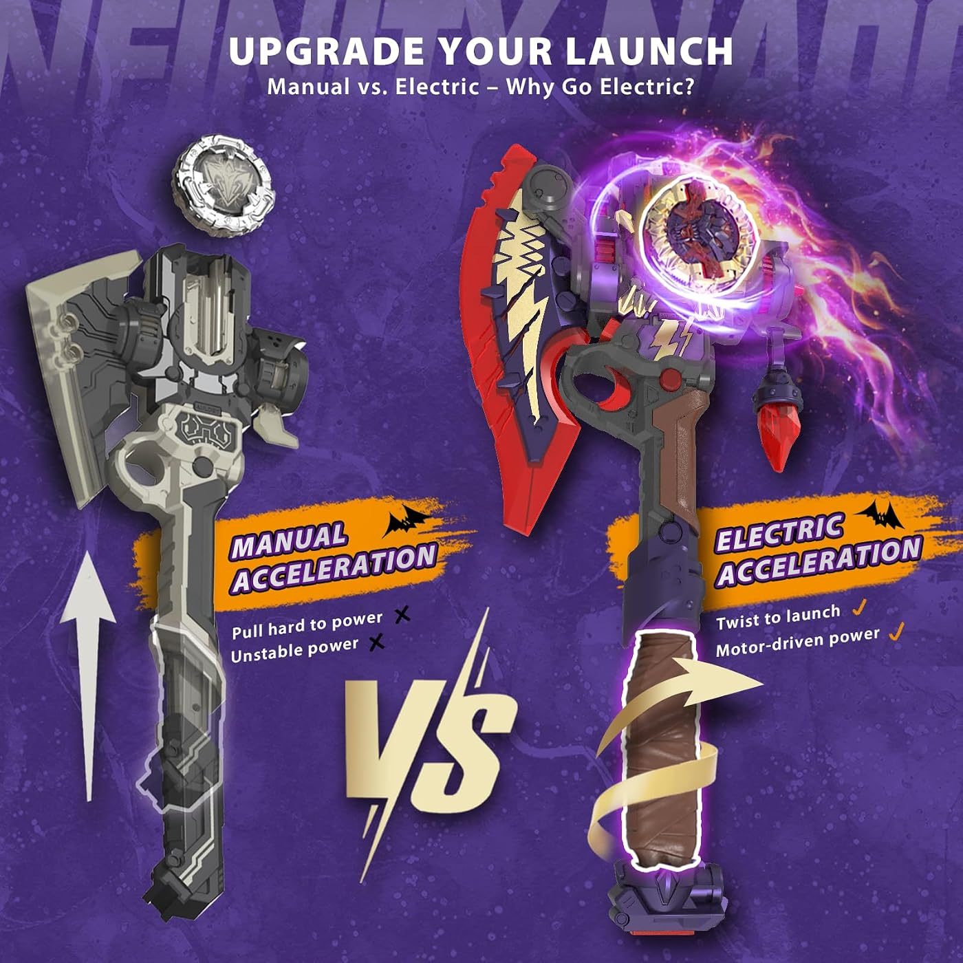 S7 Motorized Hatchet Launcher spinning top set, boxed contents