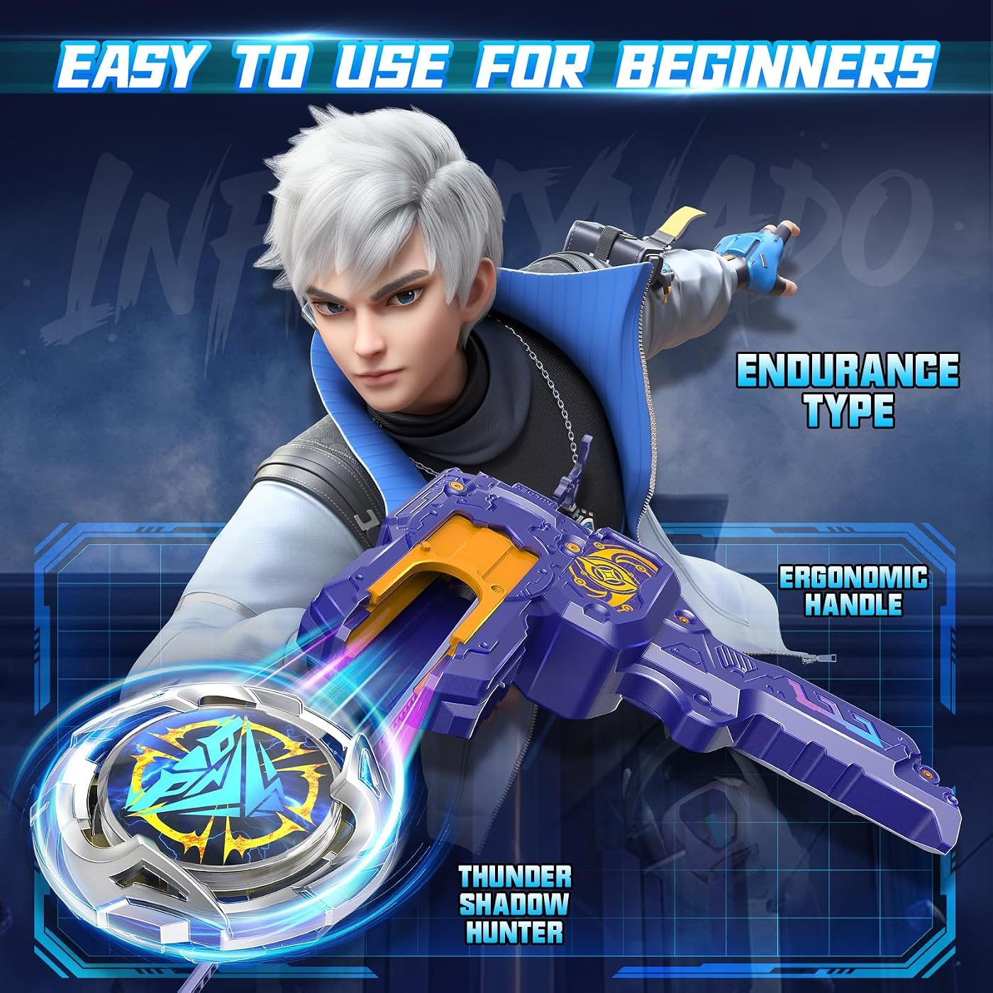 S7 Rack Launcher Endurance Set, Blue spinning top set, boxed contents
