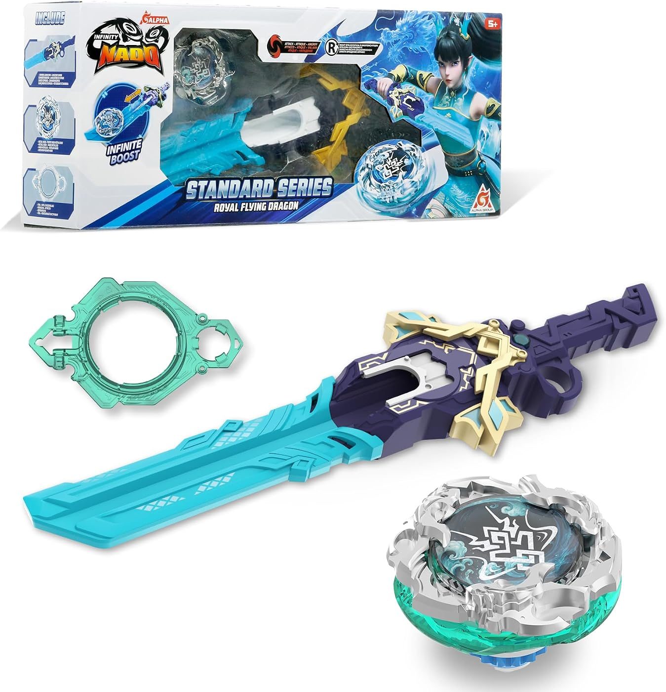 S7 Sword Launcher Attack Set metal battle top with its launcher