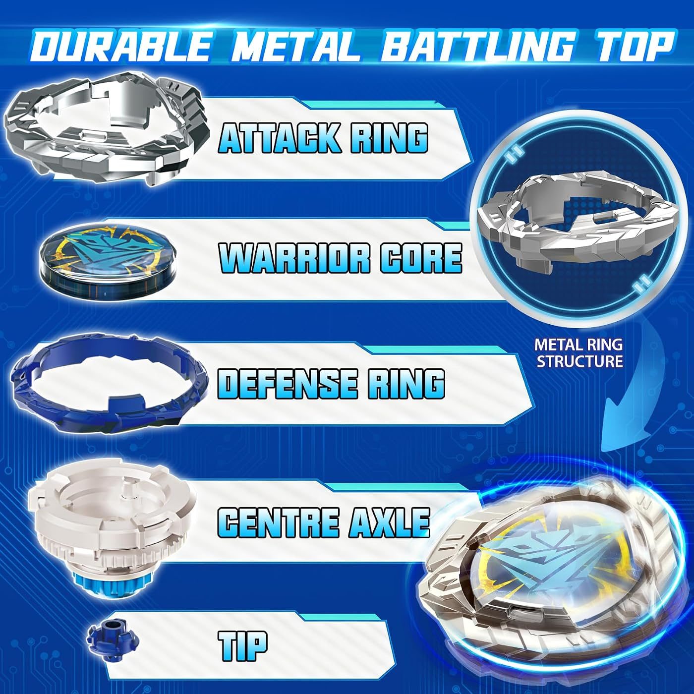 S7 Two-Launcher Set, Rack and Gun metal battle top with its launcher