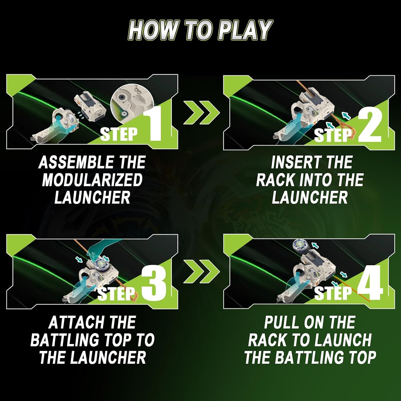 S7 Two Modular Launchers with S6 Tips battle top, close view of the attack ring