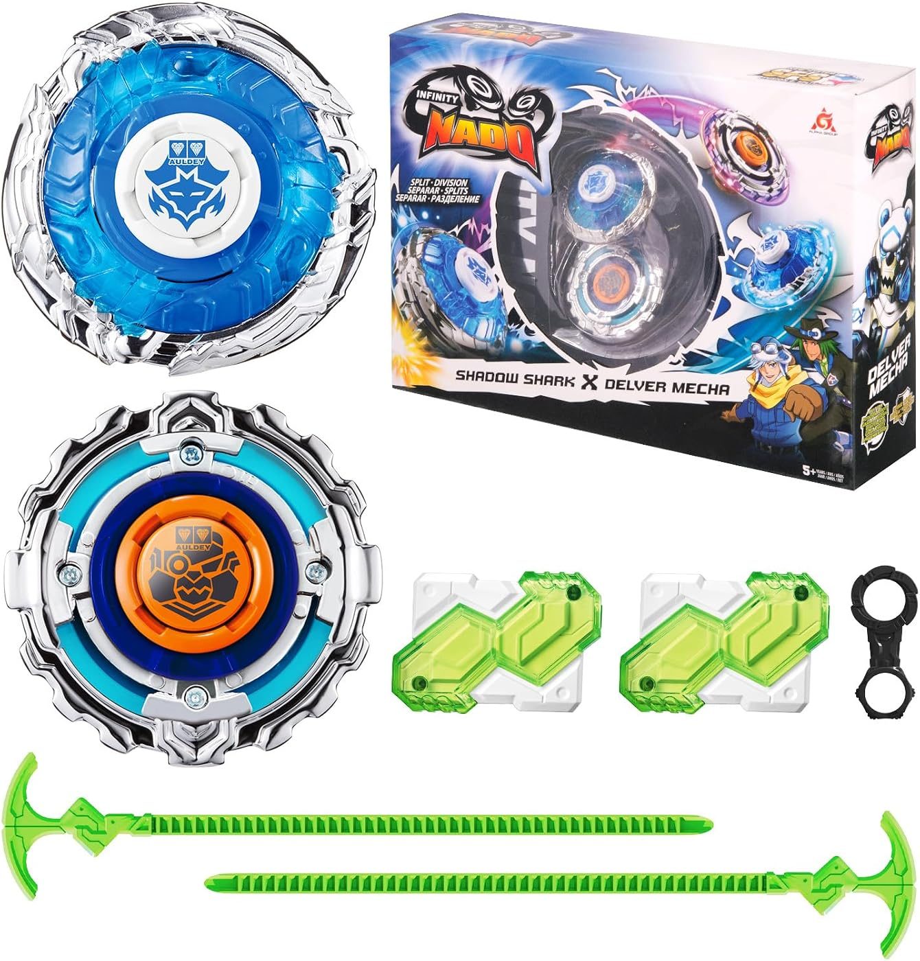 Two-Piece Sword Launcher Battle Set metal battle top with its launcher